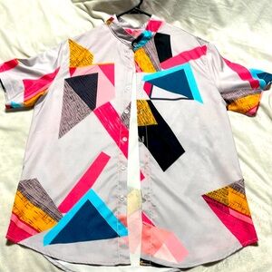 Men’s funky shirt sleeve button down with mandarin collar